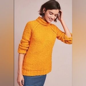 Moth Anthropologie Womens Mustard Juliette Boucle Cowl Neck Sweater - Size XL